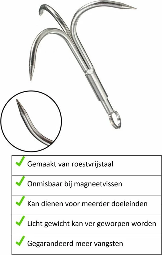 Magnetar 【VISMAGNEET HAAK】RVS Dreghaak Extra Groot – Magneetvissen Accessoires 6 Magnetar 【VISMAGNEET HAAK】RVS Dreghaak Extra Groot – Magneetvissen Accessoires - Image 4