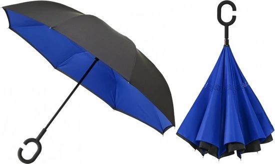 Impliva RU-6 Inside Out Windproof Paraplu - Dubbeldoeks - Ø 107 Cm - Zwart/Blauw 11 Impliva RU-6 Inside Out Windproof Paraplu - Dubbeldoeks - Ø 107 Cm - Zwart/Blauw - Image 9