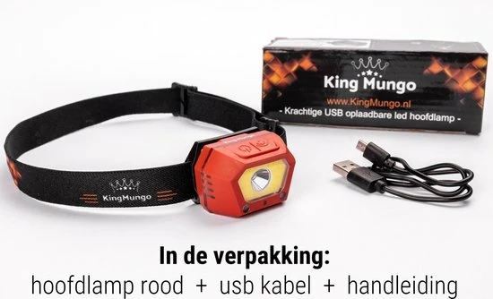 Hoofdlamp LED Oplaadbaar Rood - Bewegingssensor - 300 Lumen - King Mungo KMHL035 9 Hoofdlamp LED Oplaadbaar Rood - Bewegingssensor - 300 Lumen - King Mungo KMHL035 - Image 7