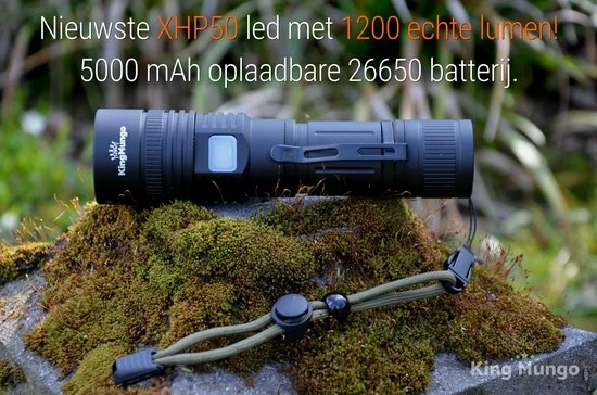 King Mungo Zaklamp LED Oplaadbaar USB 5000 MAh Militaire Zaklamp 1200 Echte Lumen KM-55 6 King Mungo Zaklamp LED Oplaadbaar USB 5000 MAh Militaire Zaklamp 1200 Echte Lumen KM-55 - Image 4