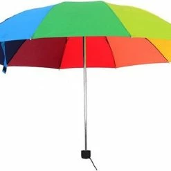 Merkloos 10 Kleurige - Opvouwbare Rainbow Paraplu - Compact - Met Opberghoes - Winddicht - Draagbaar - Regenboog Paraplu - Voor Regen En Zon - 110 Cm Diameter