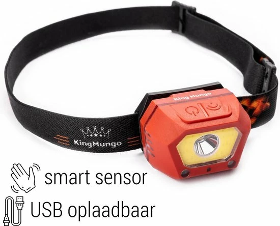 Hoofdlamp LED Oplaadbaar Rood - Bewegingssensor - 300 Lumen - King Mungo KMHL035 4 Hoofdlamp LED Oplaadbaar Rood - Bewegingssensor - 300 Lumen - King Mungo KMHL035 - Image 2