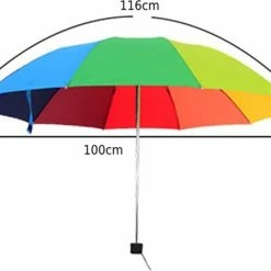 Merkloos 10 Kleurige - Opvouwbare Rainbow Paraplu - Compact - Met Opberghoes - Winddicht - Draagbaar - Regenboog Paraplu - Voor Regen En Zon - 110 Cm Diameter -Alwero winkel 550x448 2