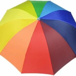 Merkloos 10 Kleurige - Opvouwbare Rainbow Paraplu - Compact - Met Opberghoes - Winddicht - Draagbaar - Regenboog Paraplu - Voor Regen En Zon - 110 Cm Diameter -Alwero winkel 550x478 2