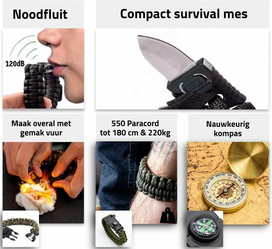 STEDDY Bushcraft Survival Kit - Professionele XL Uitrusting - Paracord Armband - Mes - Draadzaag - Vuurstarter - Zaklamp - Kompas - Thermisch Deken - Survivalset 8 STEDDY Bushcraft Survival Kit - Professionele XL Uitrusting - Paracord Armband - Mes - Draadzaag - Vuurstarter - Zaklamp - Kompas - Thermisch Deken - Survivalset - Image 6