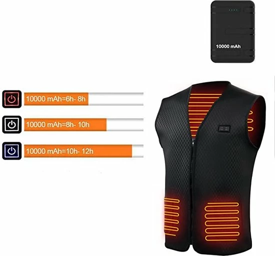 Merkloos Multifunctionele - Verwarmende Bodywarmer - Met 10000mAh Powerbank - Blijft Ongeveer 8 Uur Warm - Instelbare Verwarmde Vest - Oplaadbare Jack - Geschikt Voor Wintersport / Buitenactiviteiten / Dagelijks Leven - Unisex - Zwart 5 Merkloos Multifunctionele - Verwarmende Bodywarmer - Met 10000mAh Powerbank - Blijft Ongeveer 8 Uur Warm - Instelbare Verwarmde Vest - Oplaadbare Jack - Geschikt Voor Wintersport / Buitenactiviteiten / Dagelijks Leven - Unisex - Zwart - Image 3