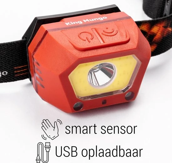 Hoofdlamp LED Oplaadbaar Rood - Bewegingssensor - 300 Lumen - King Mungo KMHL035 3 Hoofdlamp LED Oplaadbaar Rood - Bewegingssensor - 300 Lumen - King Mungo KMHL035