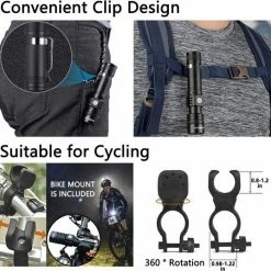 Aukelly LED-zaklamp Krachtige Zaklamp Oplaadbare Zaklamp Krachtige Zaklamp 1000 Lumen, 4 Standen, Zoombaar, USB Oplaadbare LED-zaklamp, Ingebouwde 18650-batterij [Energieklasse A+++] -Alwero winkel 550x536 2