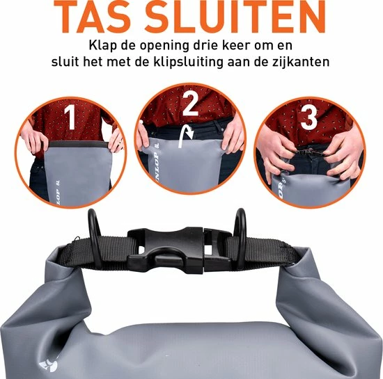 Dunlop Drybag Met Schouderriem - 10 Liter - 100% Polyester - Stofdicht - Grijs 6 Dunlop Drybag Met Schouderriem - 10 Liter - 100% Polyester - Stofdicht - Grijs - Image 4