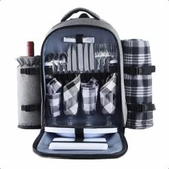 Dayshake Picknick Rugzak - Met Picknickkleed En Bestek Voor 4 Personen - Luxe Picknickmand - Picknicktas