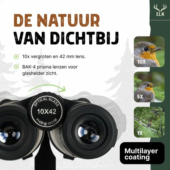 ELK - Verrekijker - 10x42 - Complete Set - Incl. Draagtas En Tripod - Multi-coated - Incl. Smartphone Houder 8 ELK - Verrekijker - 10x42 - Complete Set - Incl. Draagtas En Tripod - Multi-coated - Incl. Smartphone Houder - Image 6