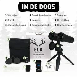 ELK - Verrekijker - 10x42 - Complete Set - Incl. Draagtas En Tripod - Multi-coated - Incl. Smartphone Houder 23 ELK - Verrekijker - 10x42 - Complete Set - Incl. Draagtas En Tripod - Multi-coated - Incl. Smartphone Houder -Alwero winkel 550x550 27