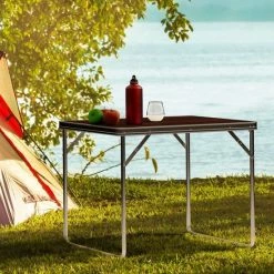 Merkloos Deuba Campingtafel Houtlook Aluminium 80x60x70cm Opvouwbaar -Alwero winkel 550x550 462