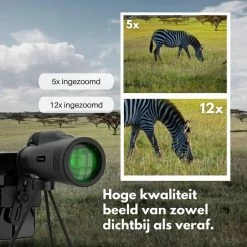 Tenify Monokijker + E-Book - 12x50 - Monoculair Verrekijker - Vogelkijker - Spotting Scope - Vogelspotten - Zwart -Alwero winkel 550x550 583