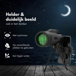Tenify Monokijker + E-Book - 12x50 - Monoculair Verrekijker - Vogelkijker - Spotting Scope - Vogelspotten - Zwart -Alwero winkel 550x550 584