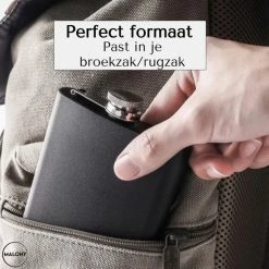 Malony® Luxe Heupfles - Veldfles - Flacon - Drinkfles - 180ML - RVS - Giftbox - Veiligheidssluiting - Zwart -Alwero winkel 550x550 638