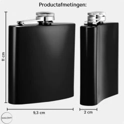 Malony® Luxe Heupfles - Veldfles - Flacon - Drinkfles - 180ML - RVS - Giftbox - Veiligheidssluiting - Zwart -Alwero winkel 550x550 639