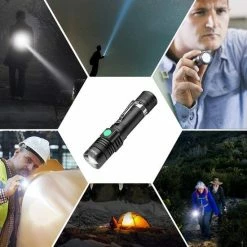 Aukelly LED-zaklamp Krachtige Zaklamp Oplaadbare Zaklamp Krachtige Zaklamp 1000 Lumen, 4 Standen, Zoombaar, USB Oplaadbare LED-zaklamp, Ingebouwde 18650-batterij [Energieklasse A+++] -Alwero winkel 550x550 64