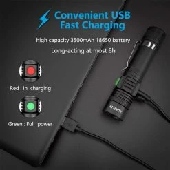 Aukelly LED-zaklamp Krachtige Zaklamp Oplaadbare Zaklamp Krachtige Zaklamp 1000 Lumen, 4 Standen, Zoombaar, USB Oplaadbare LED-zaklamp, Ingebouwde 18650-batterij [Energieklasse A+++] -Alwero winkel 550x550 65