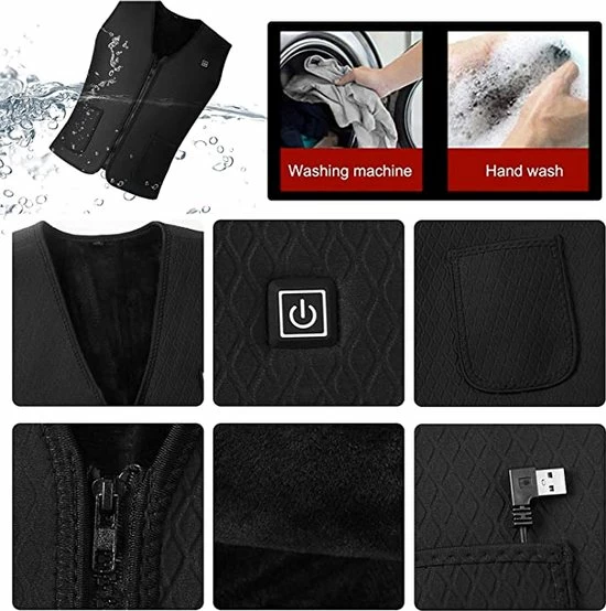 Merkloos Multifunctionele - Verwarmende Bodywarmer - Met 10000mAh Powerbank - Blijft Ongeveer 8 Uur Warm - Instelbare Verwarmde Vest - Oplaadbare Jack - Geschikt Voor Wintersport / Buitenactiviteiten / Dagelijks Leven - Unisex - Zwart 6 Merkloos Multifunctionele - Verwarmende Bodywarmer - Met 10000mAh Powerbank - Blijft Ongeveer 8 Uur Warm - Instelbare Verwarmde Vest - Oplaadbare Jack - Geschikt Voor Wintersport / Buitenactiviteiten / Dagelijks Leven - Unisex - Zwart - Image 4