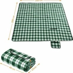 DETEX Picknickkleed 200x200cm XXL Waterdicht Geïsoleerd Opvouwbaar Groene Ruiten