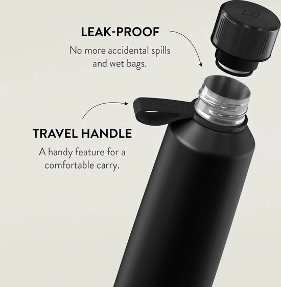 Burga Waterfles / Drinkfles - Isolerend - RVS - Zwart 6 Burga Waterfles / Drinkfles - Isolerend - RVS - Zwart - Image 4