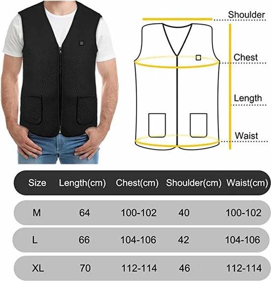 Merkloos Multifunctionele - Verwarmende Bodywarmer - Met 10000mAh Powerbank - Blijft Ongeveer 8 Uur Warm - Instelbare Verwarmde Vest - Oplaadbare Jack - Geschikt Voor Wintersport / Buitenactiviteiten / Dagelijks Leven - Unisex - Zwart 7 Merkloos Multifunctionele - Verwarmende Bodywarmer - Met 10000mAh Powerbank - Blijft Ongeveer 8 Uur Warm - Instelbare Verwarmde Vest - Oplaadbare Jack - Geschikt Voor Wintersport / Buitenactiviteiten / Dagelijks Leven - Unisex - Zwart - Image 5