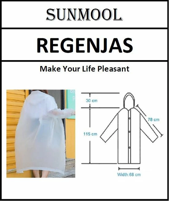SUNMOOL Regenjas - Regenjas Met Capuchon - Regenpak - 68x145cm - Transparant 7 SUNMOOL Regenjas - Regenjas Met Capuchon - Regenpak - 68x145cm - Transparant - Image 5