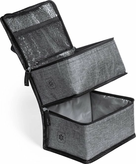 Merkloos Koeltas Met Dubbel Compartiment - Lunchtas - Koeltasje Lunch - Koelelementen - Koud - Warm - Isolatie - Volwassenen - Dames - Heren - 14 X 22 Cm - Polyester - RPET - Aluminium - Grijs 7 Merkloos Koeltas Met Dubbel Compartiment - Lunchtas - Koeltasje Lunch - Koelelementen - Koud - Warm - Isolatie - Volwassenen - Dames - Heren - 14 X 22 Cm - Polyester - RPET - Aluminium - Grijs - Image 5