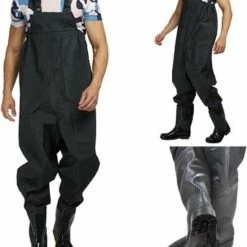 T.R.Goods Waadpak - Waterdicht Pak PVC - Waadbroek Met Vaste Laarzen - Schoenmaat 42