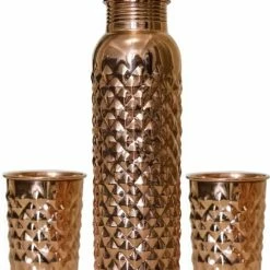 Stay Zen Giftset Koperen Waterfles + 2 Bekers - Gehamerd