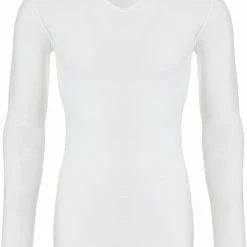 Ten Cate Thermo Men V-neck Long Sleeve - Heren Thermo T-shirt Lange Mouw V-hals - Wit - Maat: M