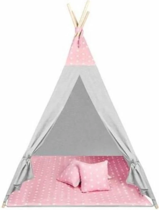 Merkloos Grote Tipi Canvas Tent Met Vloermat Katoen - Roze 115 X 115 X 180 Cm - Kinderen Geschikt Voor Binnen En Buiten - Idian 3 Merkloos Grote Tipi Canvas Tent Met Vloermat Katoen - Roze 115 X 115 X 180 Cm - Kinderen Geschikt Voor Binnen En Buiten - Idian