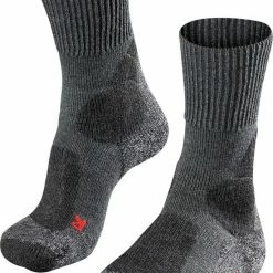 FALKE TK1 Adventure Wandelsokken Dikke Versterkte Thermische Sokken Zonder Patroon Met Medium Padding Lang En Warm Winter Merinowol Grijs Heren Sportsokken - Maat 42-43