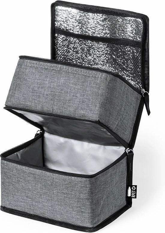Merkloos Koeltas Met Dubbel Compartiment - Lunchtas - Koeltasje Lunch - Koelelementen - Koud - Warm - Isolatie - Volwassenen - Dames - Heren - 14 X 22 Cm - Polyester - RPET - Aluminium - Grijs 6 Merkloos Koeltas Met Dubbel Compartiment - Lunchtas - Koeltasje Lunch - Koelelementen - Koud - Warm - Isolatie - Volwassenen - Dames - Heren - 14 X 22 Cm - Polyester - RPET - Aluminium - Grijs - Image 4