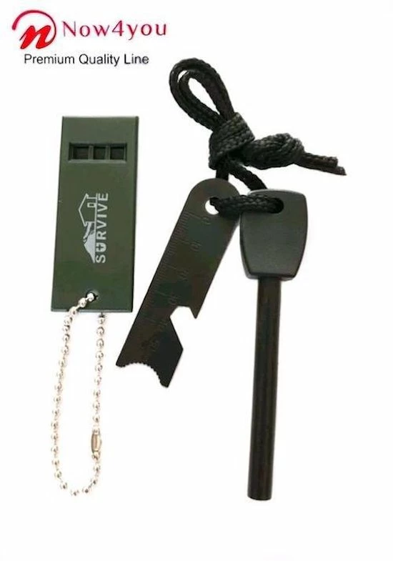 Now4you Magnesium Stick Vuurstarter Zwart Met Groen Survival Fluitje 4 Now4you Magnesium Stick Vuurstarter Zwart Met Groen Survival Fluitje - Image 2