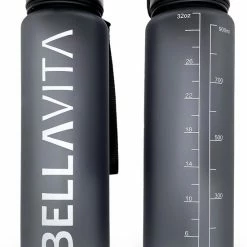 BELLAVITA Drinkfles - Zwart - Waterfles - Drinkfles Volwassenen - Drinkfles Kinderen - Fles - 1 Liter - 1000ml - Tritan - Fruitfilter - Filter - Black Friday - Sinterklaas - Kerst - BPA-vrij - 100% Lekvrij